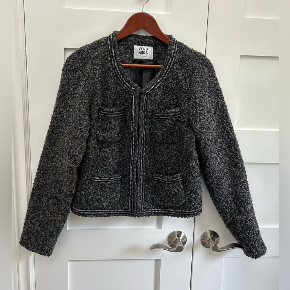 Vero Moda Grey Jacket With Metal Detail Size 10-12 US